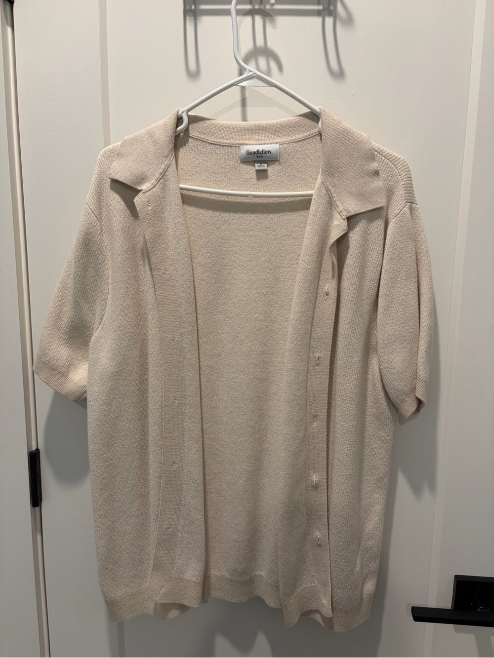 Goodfellow & Co Cream Short-Sleeve Open Front Cardigan